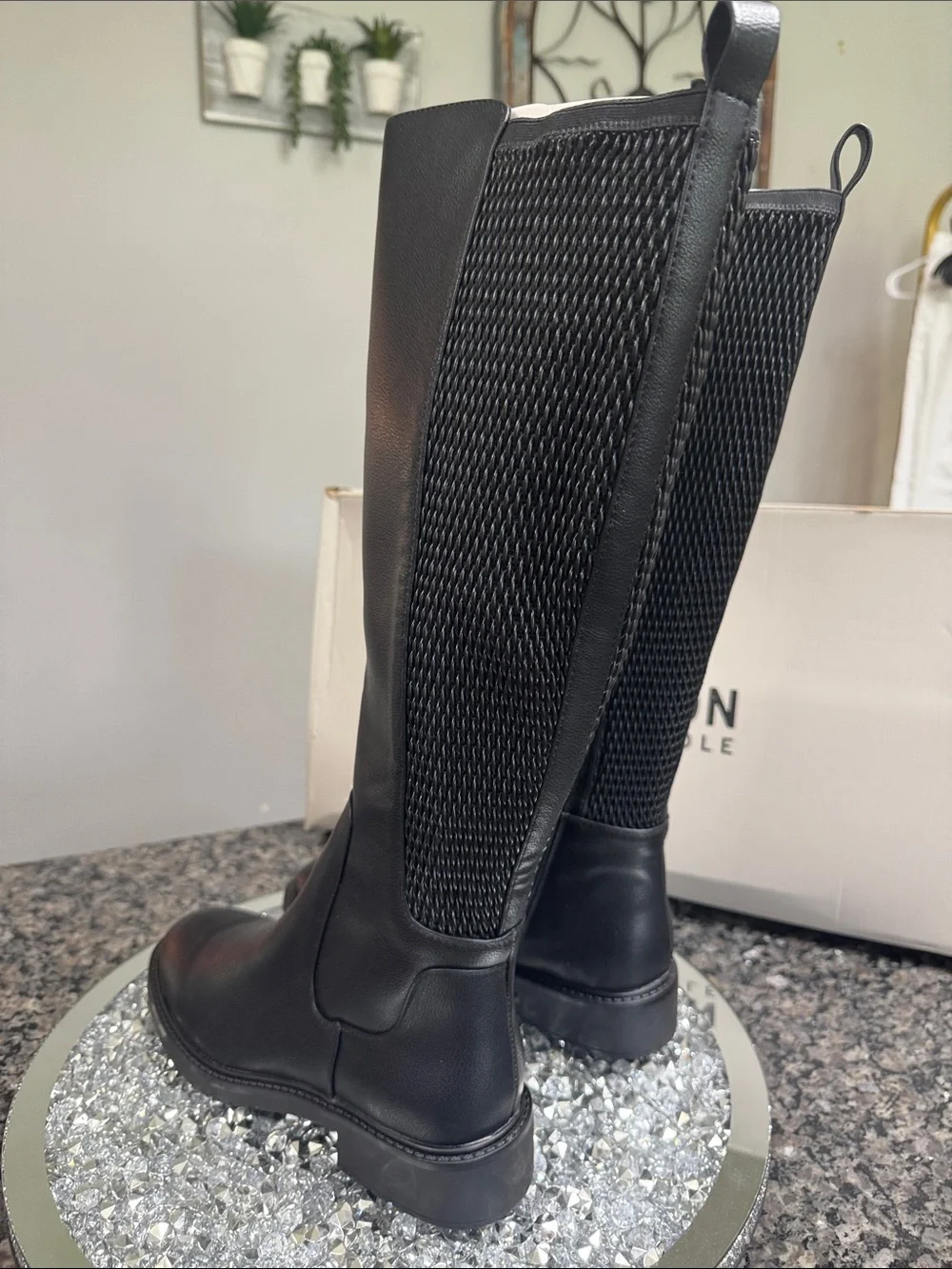 Kenneth Cole Reaction Lionel weaved Black Over-the-Knee riding Boots NEW 8